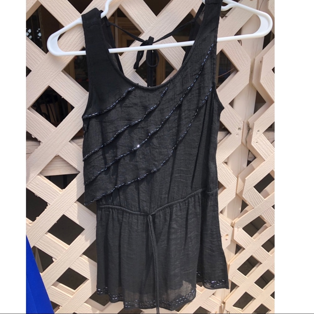 Black Top with Beading Detail